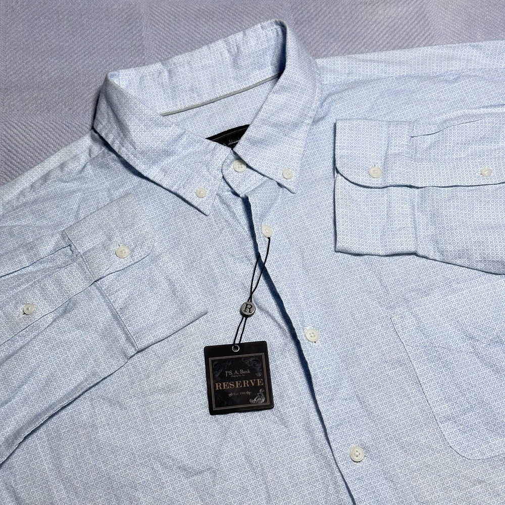 NEW Jos A Bank Diamond Geometric Print Linen Blend Button Down Shirt Size XL NWT